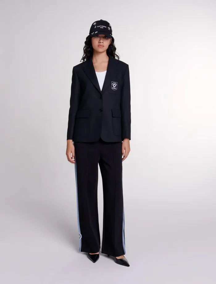 Blazers and Jackets Women Maje Embroidered Suit Jacket Black