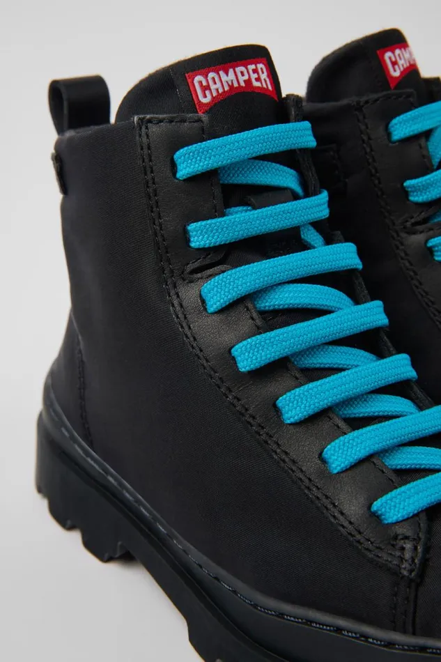 Boots Kids Camper Brutus Black Textile And Leather Ankle Boots