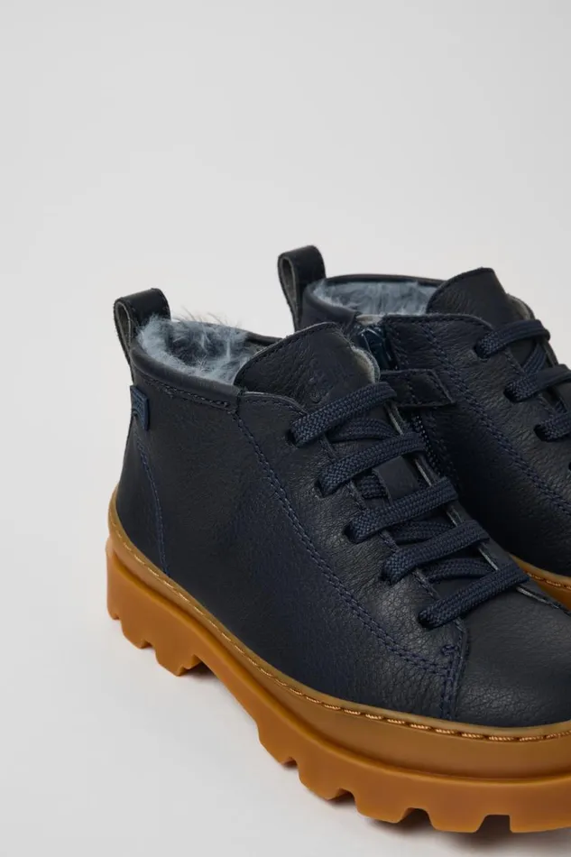 Boots Kids Camper Brutus Blue Leather Ankle Boots