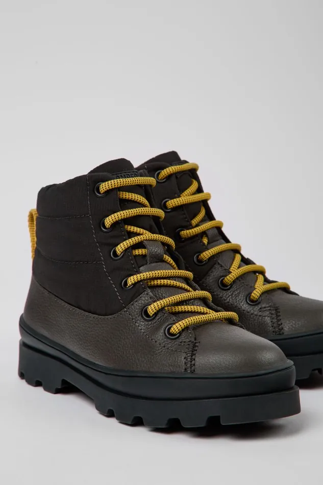 Boots Kids Camper Brutus GORETEX Grey Leather And Textile Boots