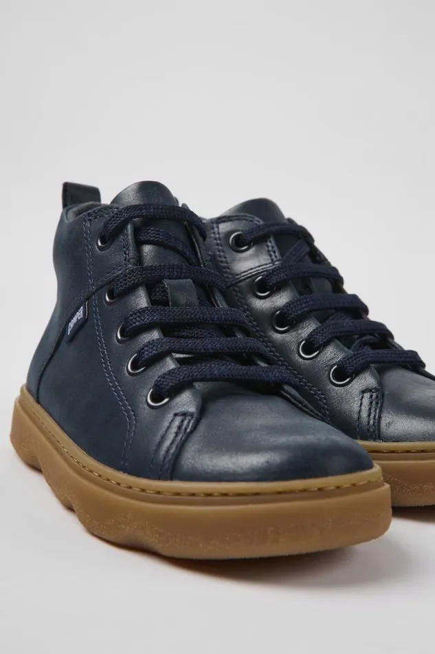 Boots Kids Camper Kiddo Navy Blue Leather Ankle Boots