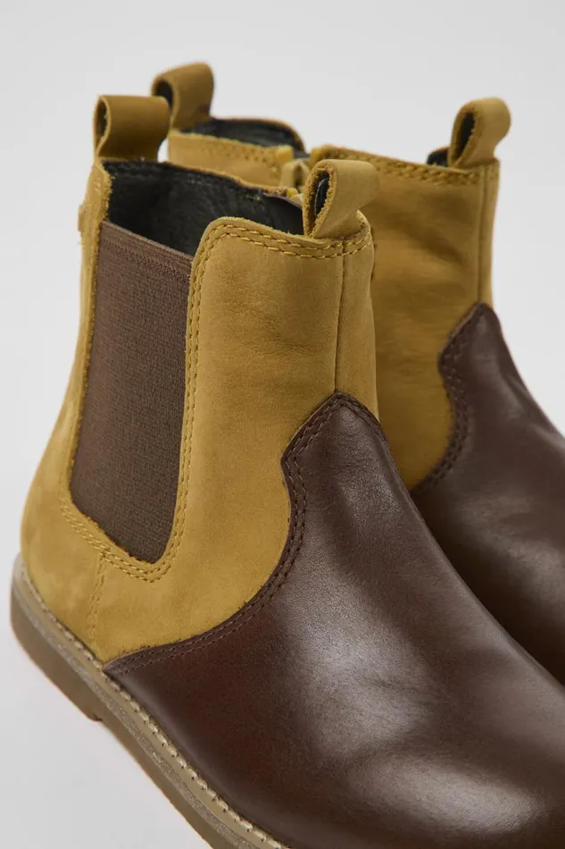 Boots Kids Camper Savina Brown Nubuck And Leather Ankle Boots