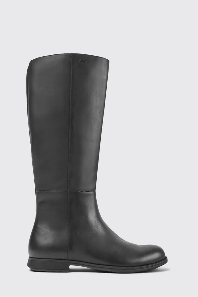 Boots Women Camper Mil Black Leather And Textile Black Boots