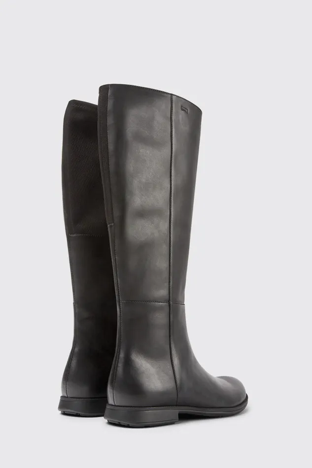 Boots Women Camper Mil Black Leather And Textile Black Boots