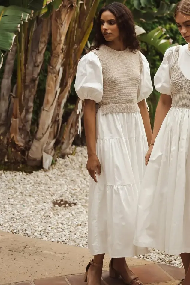 Caelynn Midi Dress Natural Women Bohme Dresses