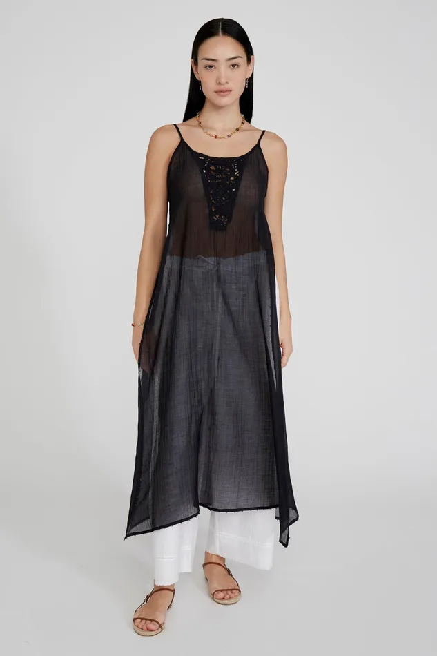 Carmen Crochet Tunic Black Women Chan Luu Dresses