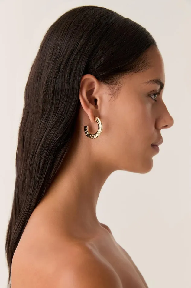 Celia Logo Hoop Gold Women Aje Jewelry