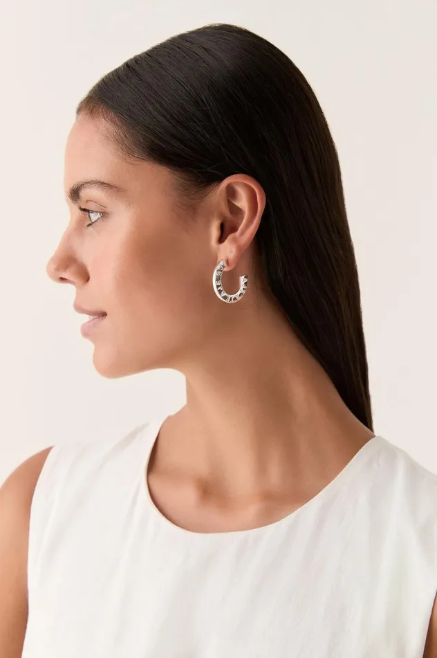 Celia Logo Hoop Silver Women Aje Jewelry