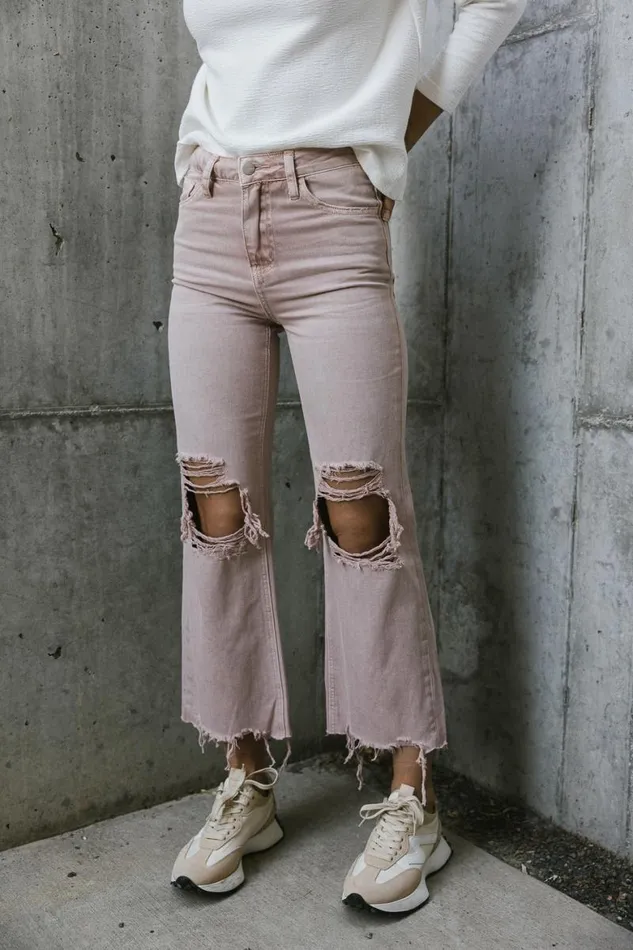 Charlie Distressed Jeans In Rose Rose Women Bohme Denim