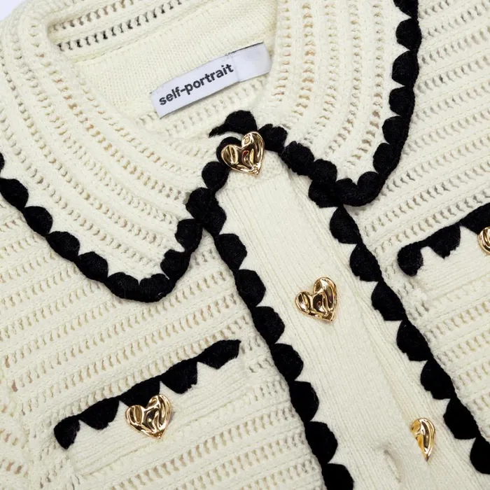 Cream Crochet Cardigan Kids Self Portrait Knitwear