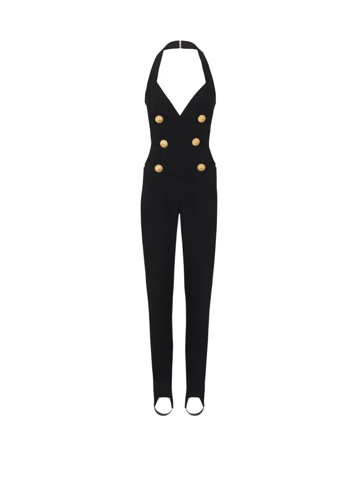 Crepe Tailored Jumpsuit Black Women Balmain Trousers And Shorts