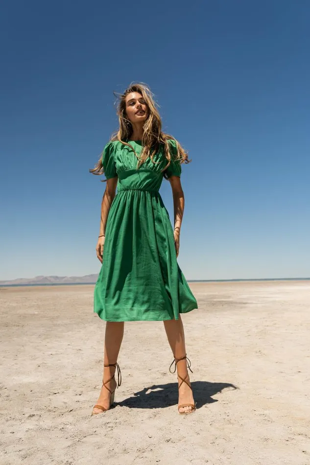 Cyrus Midi Dress In Green Green Women Bohme Dresses