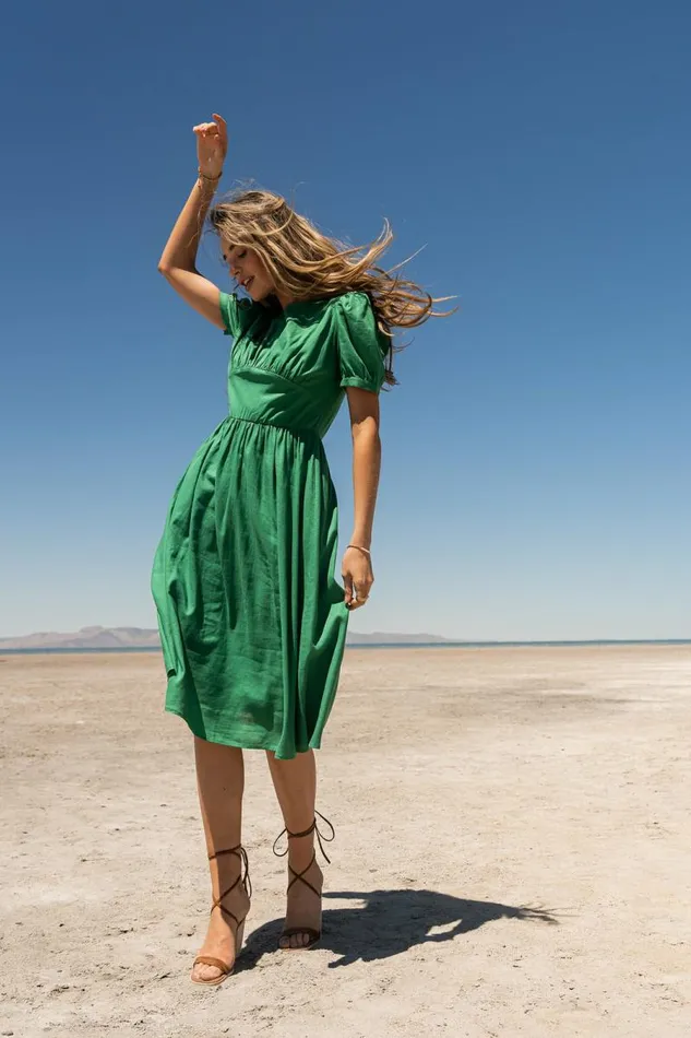 Cyrus Midi Dress In Green Green Women Bohme Dresses