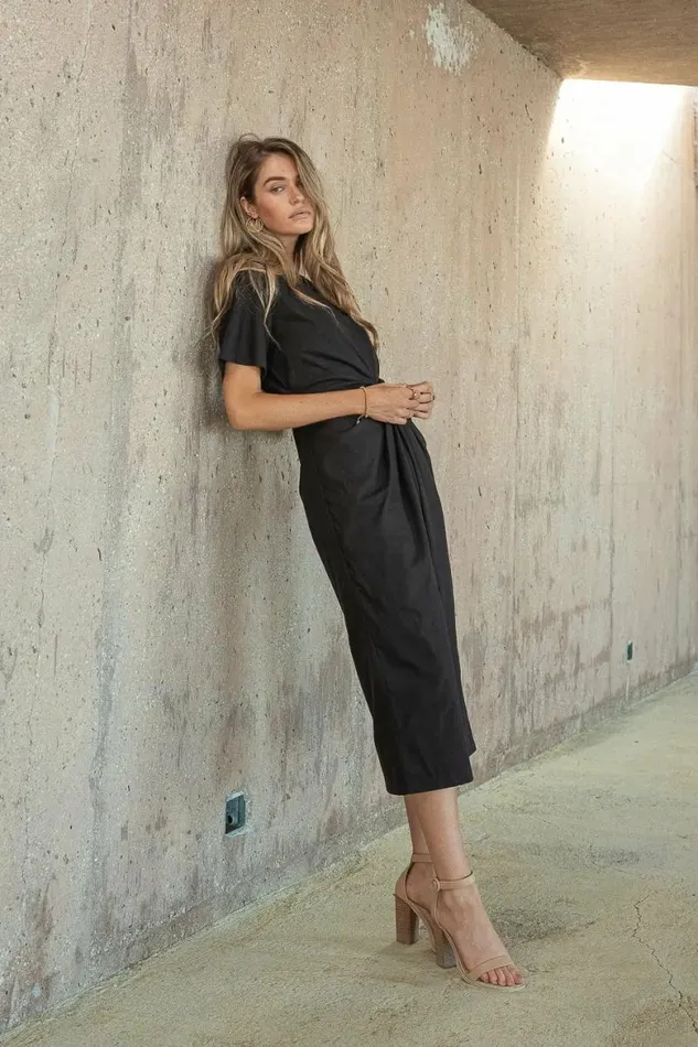Dakota Midi Dress In Black Black Women Bohme Dresses