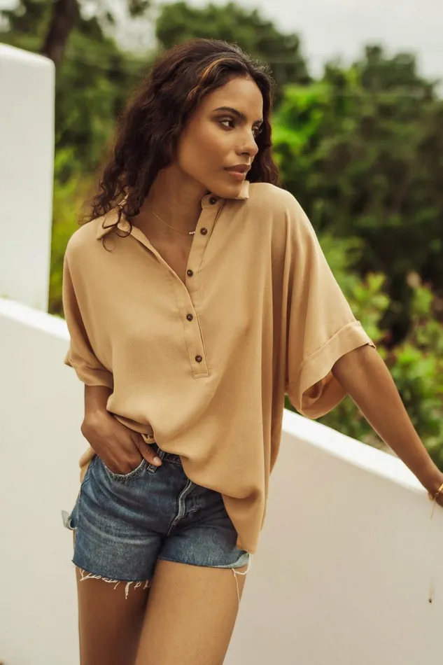 Danica Oversized Top In Taupe 8211 FINAL SALE Taupe Women Bohme Tops
