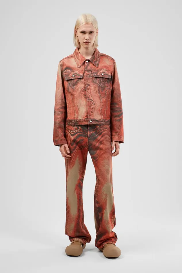 Denim Men Camper Denim Jacket Burnt Orange Denim Jacket