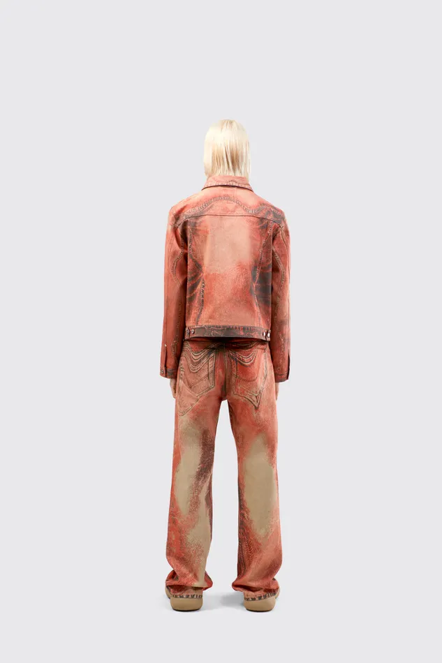 Denim Men Camper Denim Jacket Burnt Orange Denim Jacket
