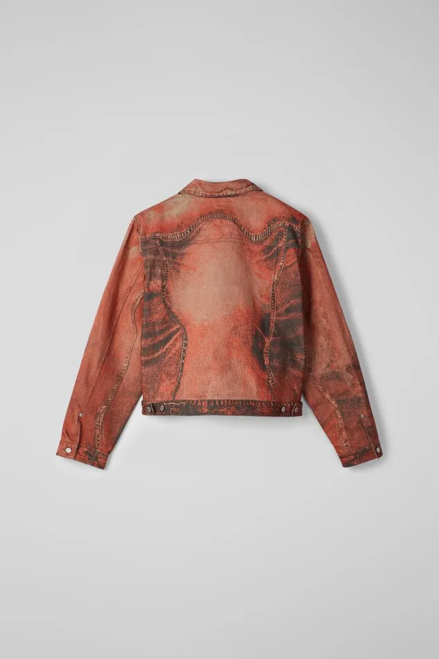Denim Men Camper Denim Jacket Burnt Orange Denim Jacket