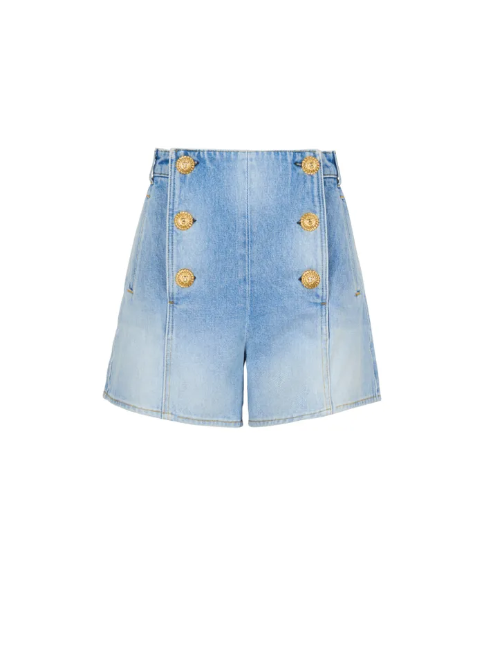 Denim Shorts With Buttons Blue Women Balmain Denim