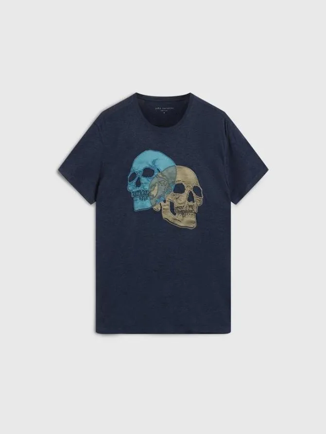 DOUBLE SKULL TEE Black Clothing John Varvatos Graphic Tees