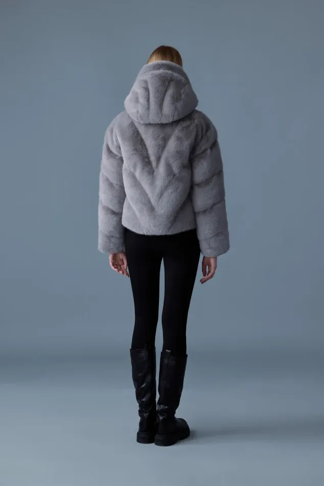 Downs and Jackets Women Mackage ANIK Brushed Fauxfur Down Jacket Cream