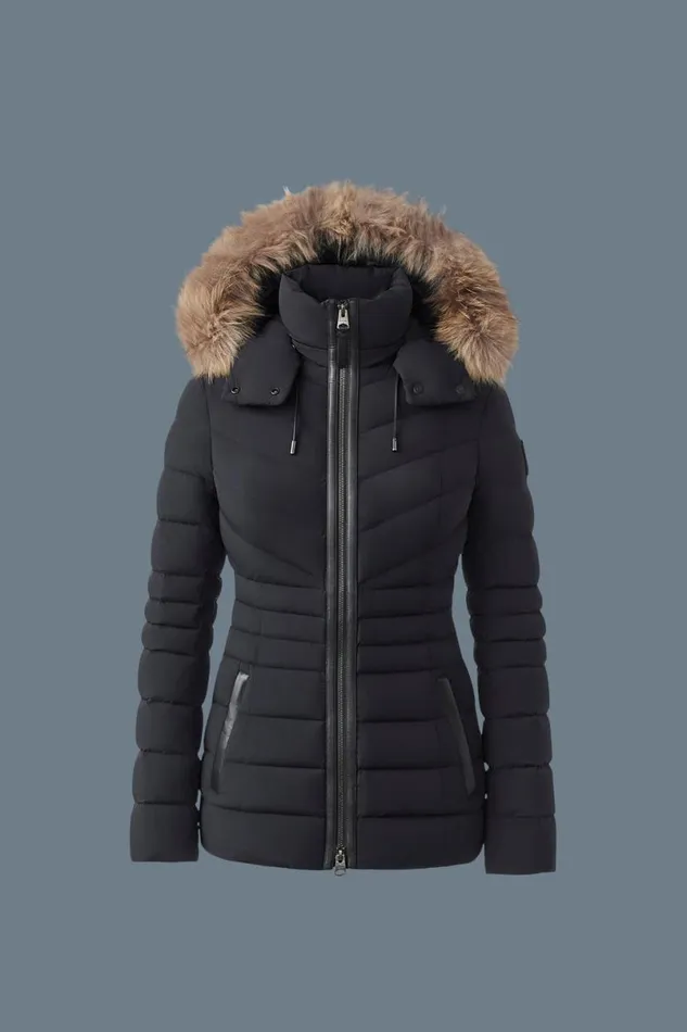 Downs and Jackets Women Mackage PATSY Manteau Agile 360 En Duvet Avec Col En Fourrure Naturelle Black