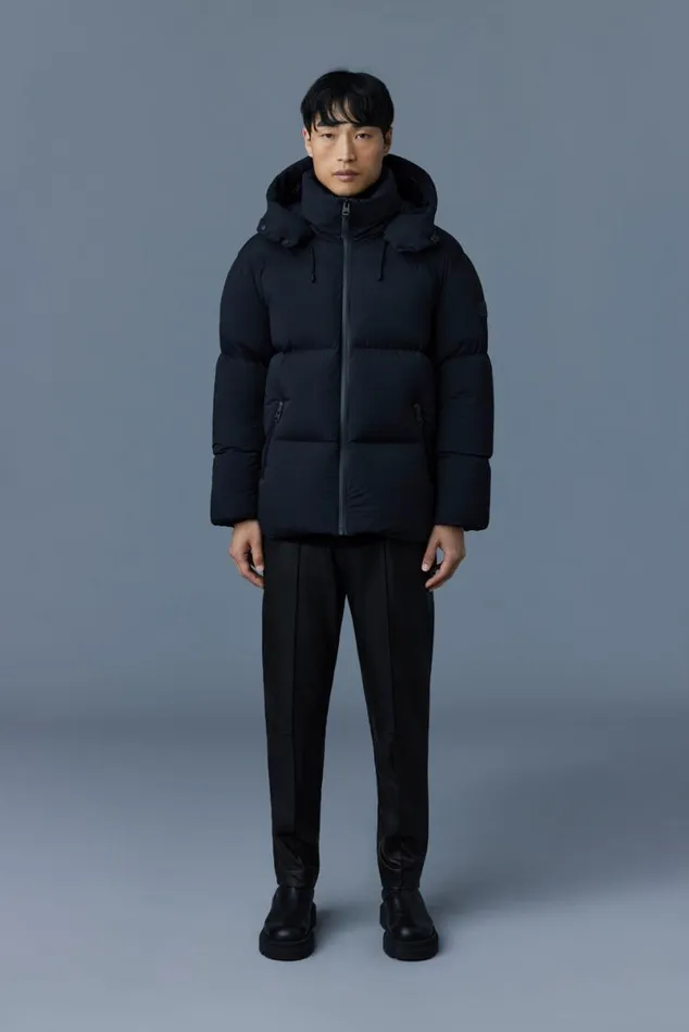 Downs and Parkas Men Mackage KENT Stretch Matt Down Jacket With Hood Black Downs and Parkas Men Mackage KENT Stretch Matt Down Jacket With Hood Black