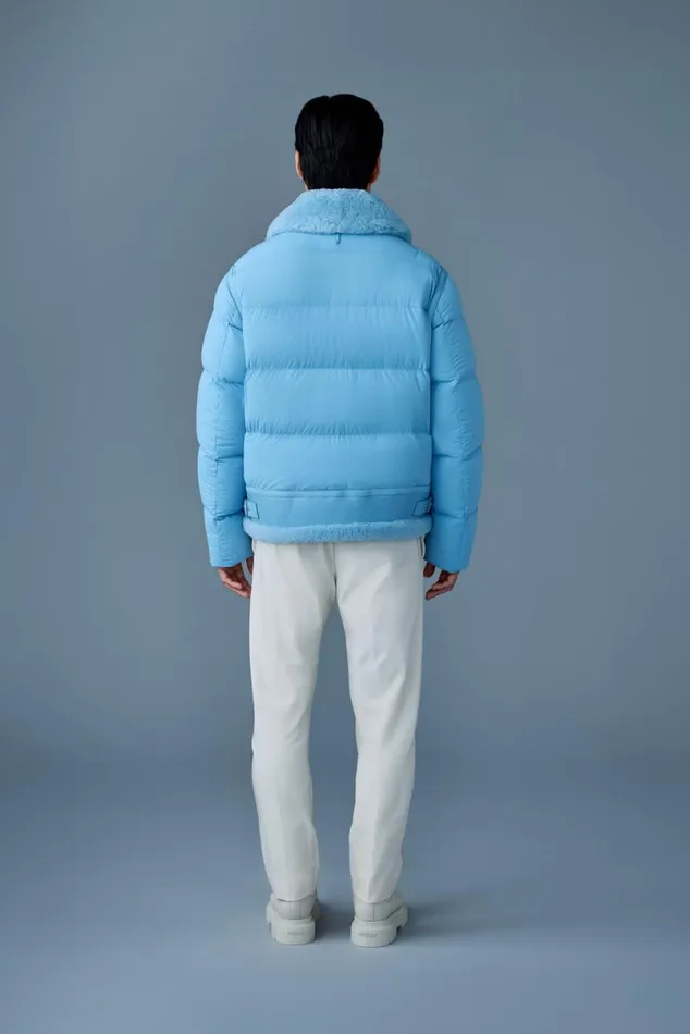 Downs and Parkas Men Mackage ROBERT Mixedmedia Shearling Down Jacket Black