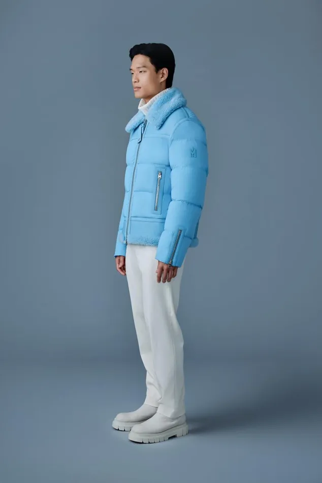 Downs and Parkas Men Mackage ROBERT Mixedmedia Shearling Down Jacket Black