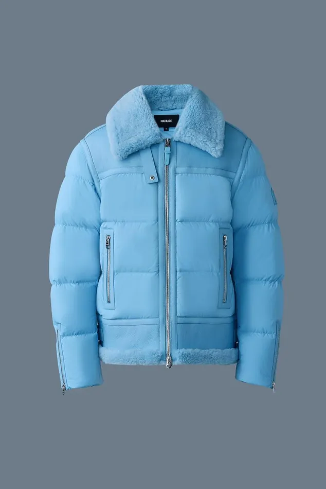 Downs and Parkas Men Mackage ROBERT Mixedmedia Shearling Down Jacket Black