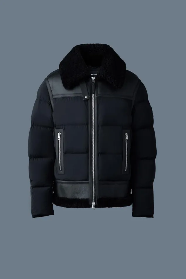 Downs and Parkas Men Mackage ROBERT Mixedmedia Shearling Down Jacket Black
