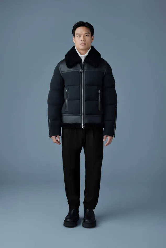 Downs and Parkas Men Mackage ROBERT Mixedmedia Shearling Down Jacket Black