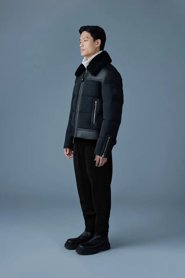 Downs and Parkas Men Mackage ROBERT Mixedmedia Shearling Down Jacket Black