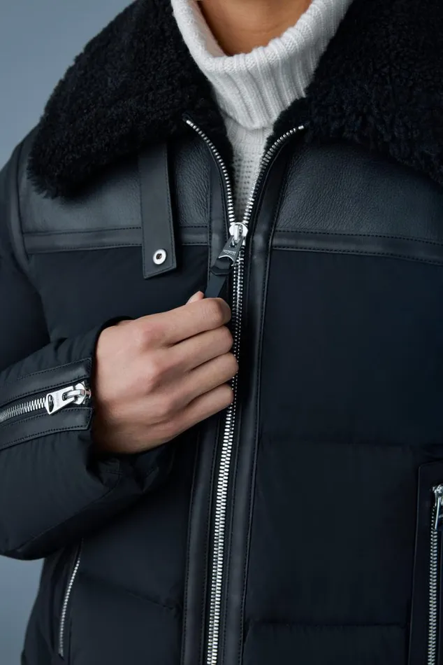 Downs and Parkas Men Mackage ROBERT Mixedmedia Shearling Down Jacket Black