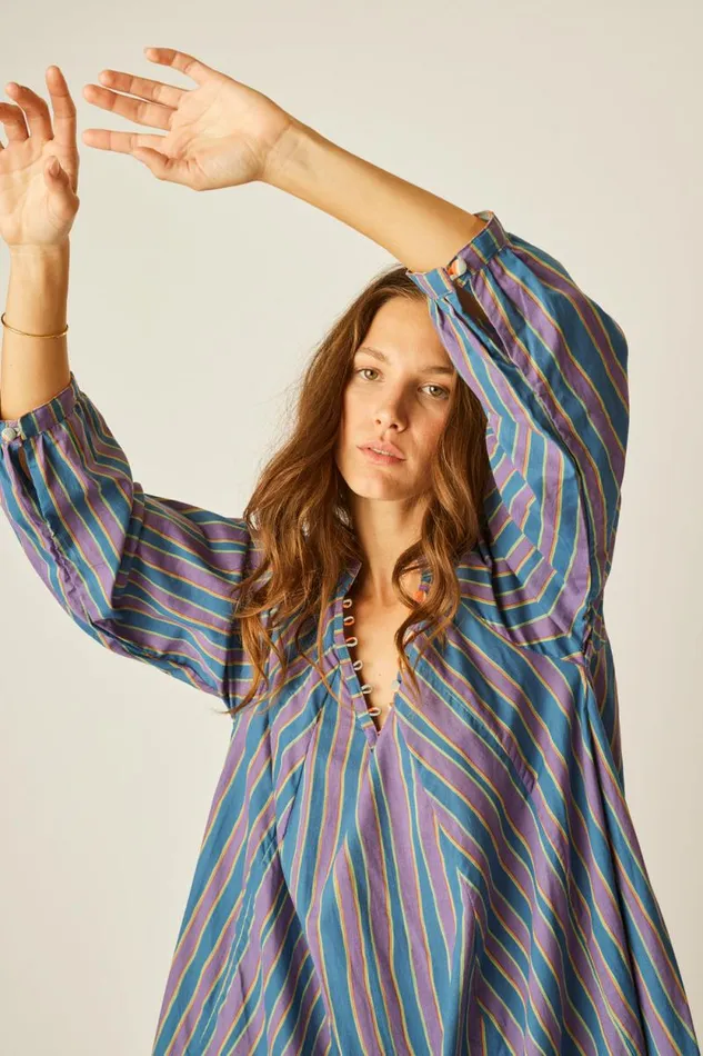 Dresses Shop Natalie Martin FIORE SHORT DRESS Batik Stripe Lavender