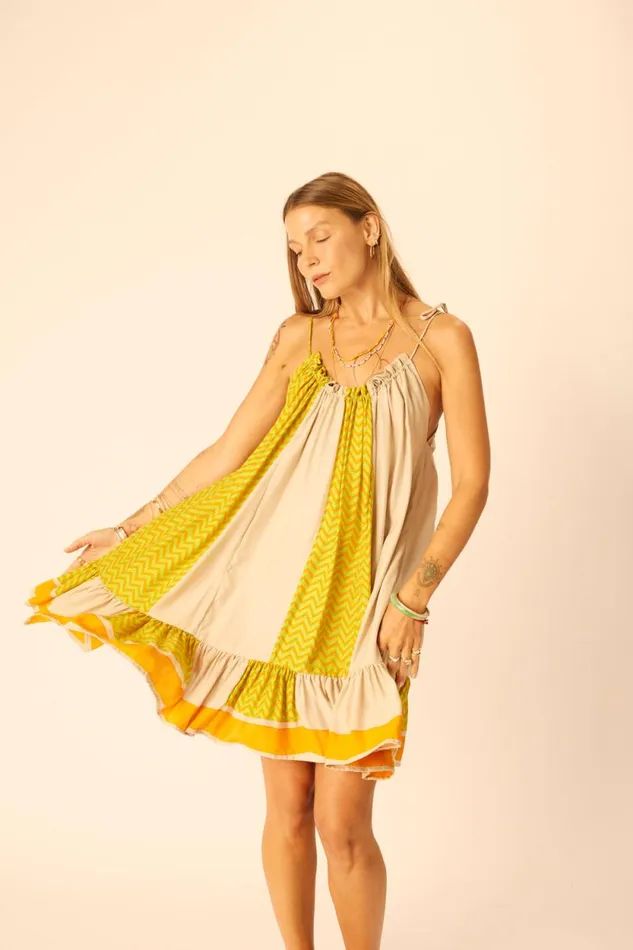 Dresses Shop Natalie Martin JERUSHA MINI Block Zigzag Tangerine