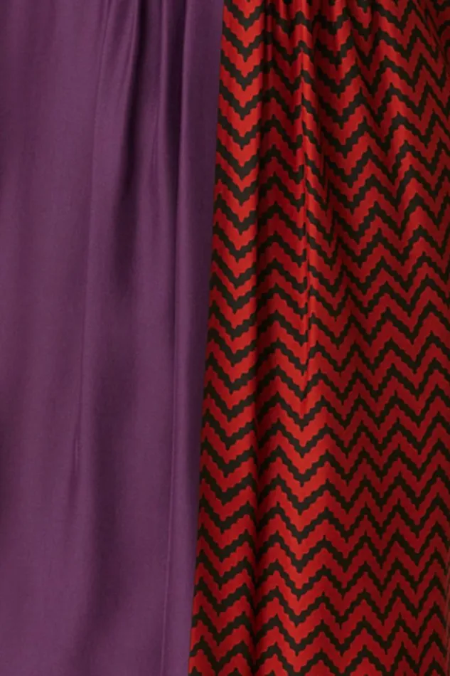 Dresses Shop Natalie Martin MARIN DRESS WITH SASH Block Zigzag Aubergine