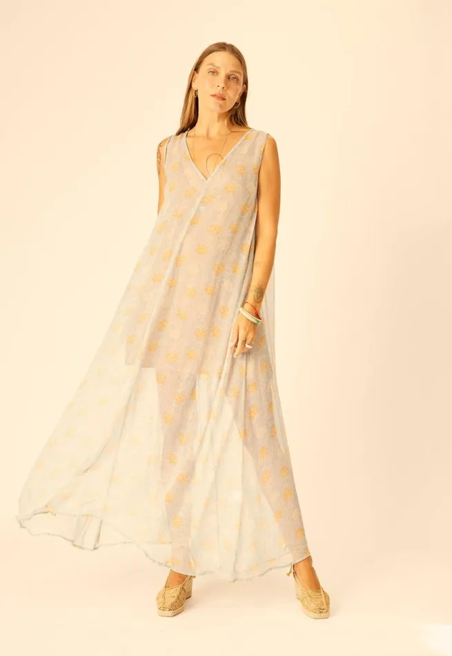 Dresses Shop Natalie Martin TOVA MAXI Snowflake Tangerine