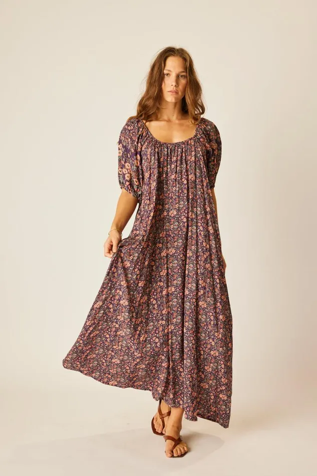 Dresses Shop Natalie Martin VIVI DRESS Petite Fleur Aubergine