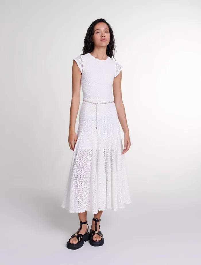 Dresses Women Maje CrochetKnit Maxi Dress White
