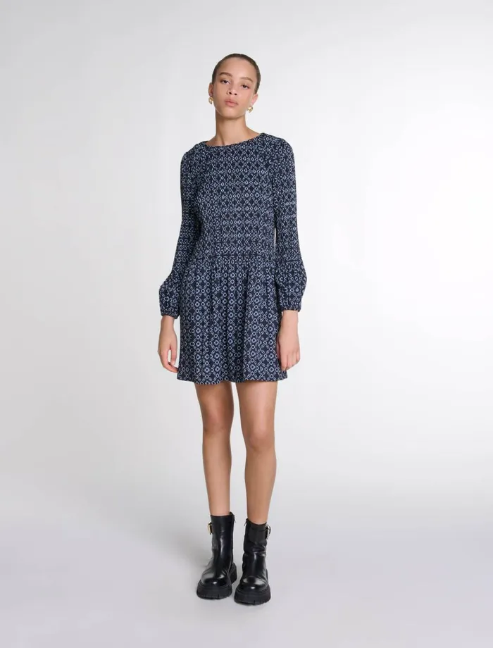 Dresses Women Maje Short Clover Motif Dress Black Clover Print