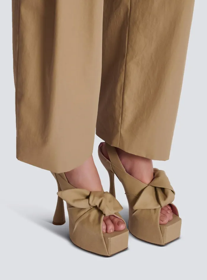 Eden Platform Sandals In Cotton Beige Women Balmain High Heels and Pumps