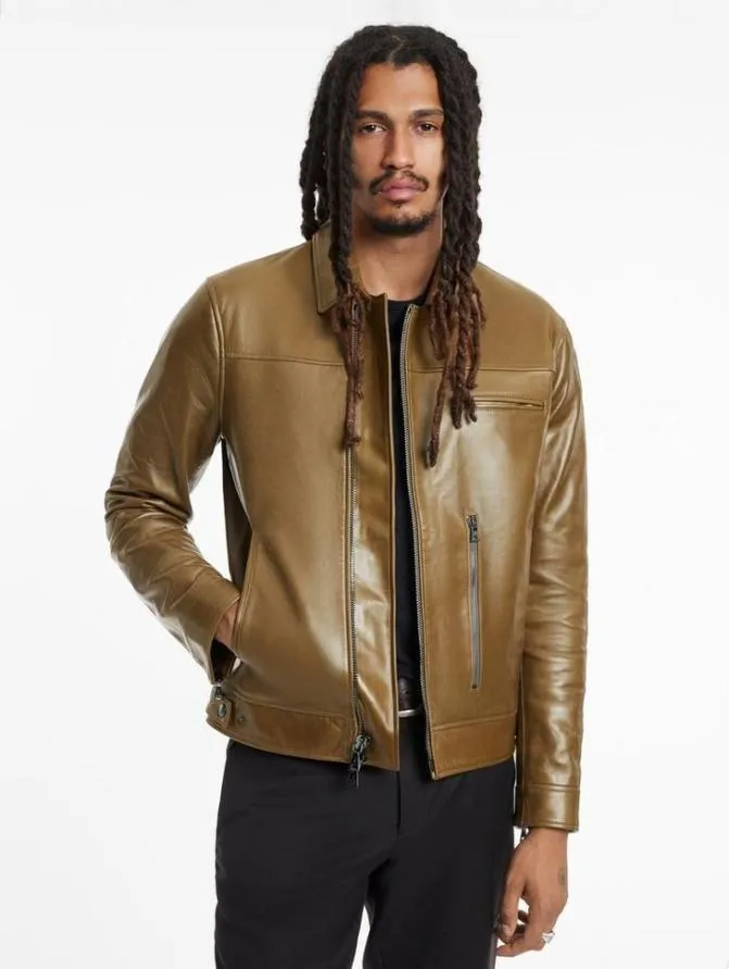 ELTON JACKET Brown Clothing John Varvatos Leather Jackets
