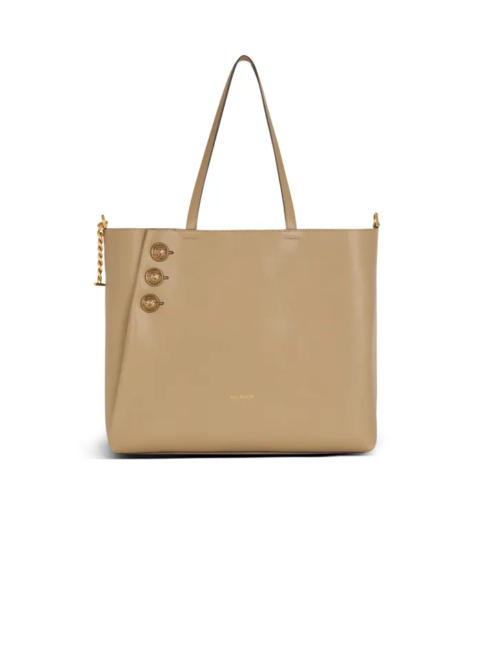 Emblegraveme Grained Calfskin Tote Bag Brown Women Balmain Tote Bags