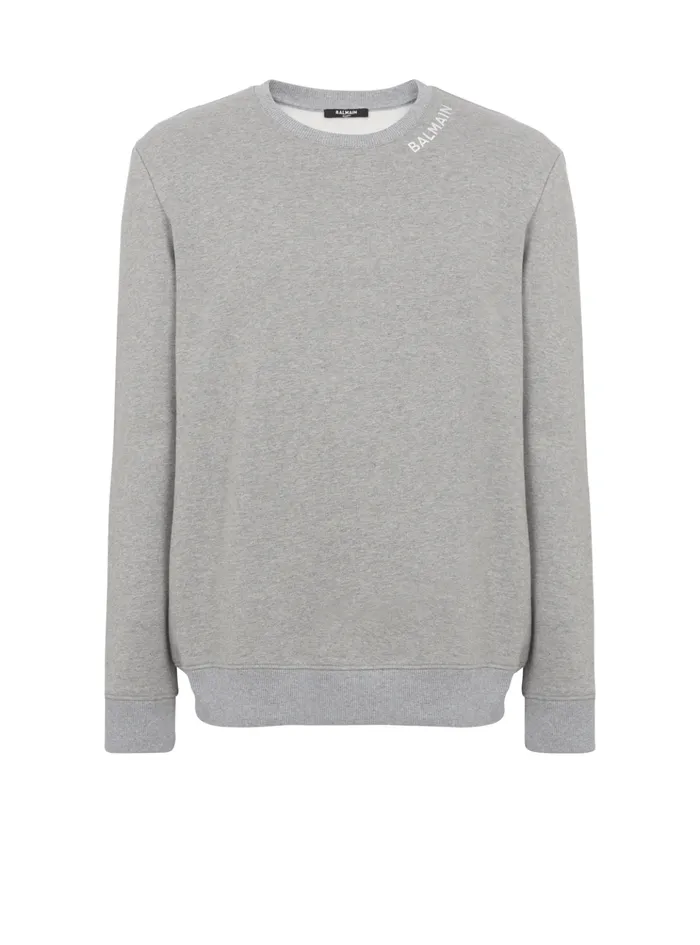 Embroidered Sweater Grey Men Balmain Sweatshirts