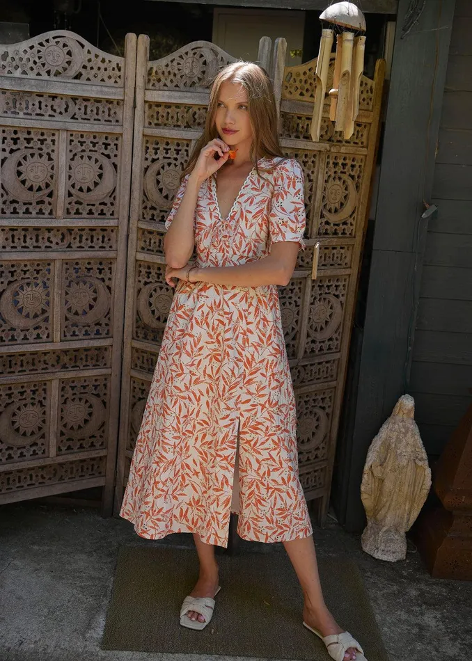 Enamour Midi Dress Creamredfloral Women Lost Wander Dresses