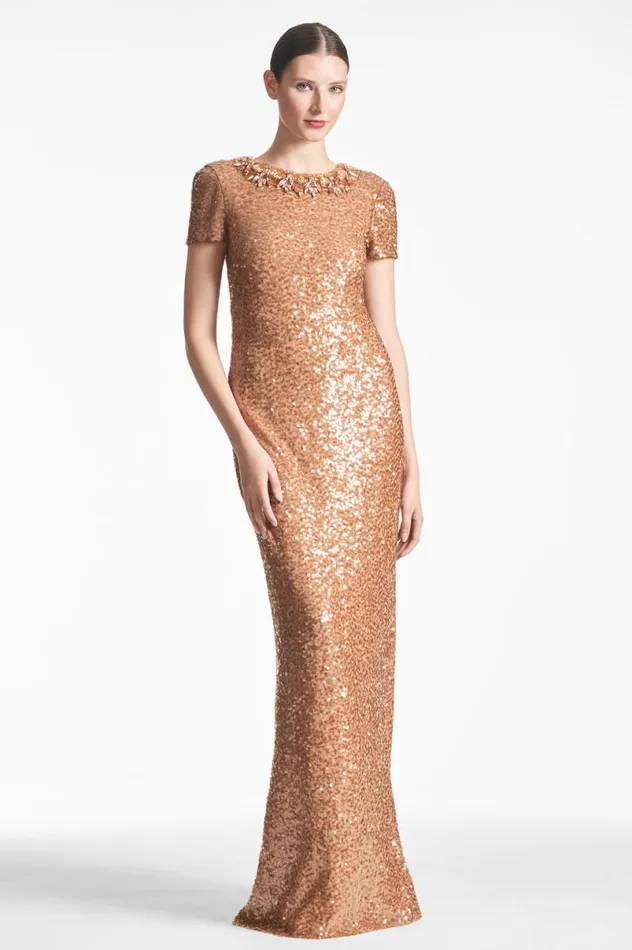 Evening Women Sachin and Babi Shiloh Gown 8211 Honey