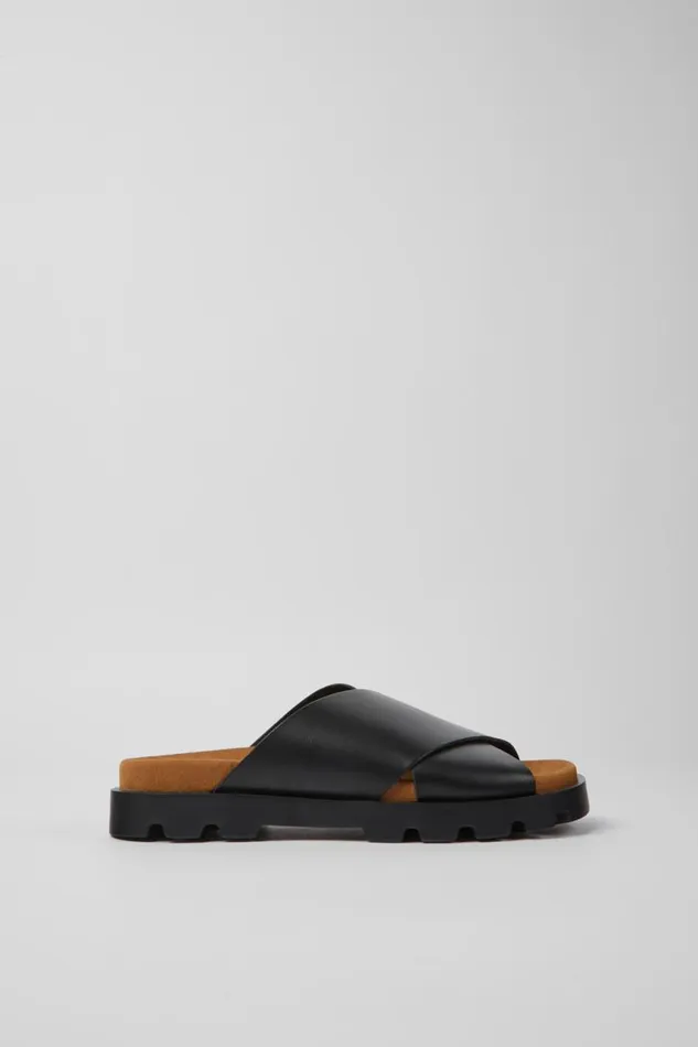 Flat Shoes Women Camper Brutus Sandal Black Leather Sandals Flat Shoes Women Camper Brutus Sandal Black Leather Sandals