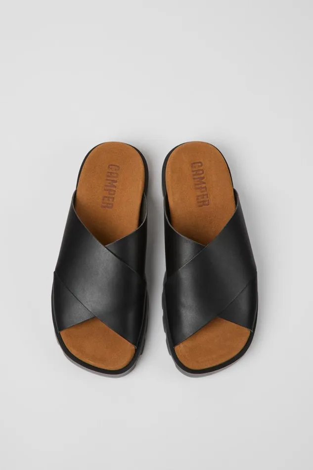Flat Shoes Women Camper Brutus Sandal Black Leather Sandals Flat Shoes Women Camper Brutus Sandal Black Leather Sandals