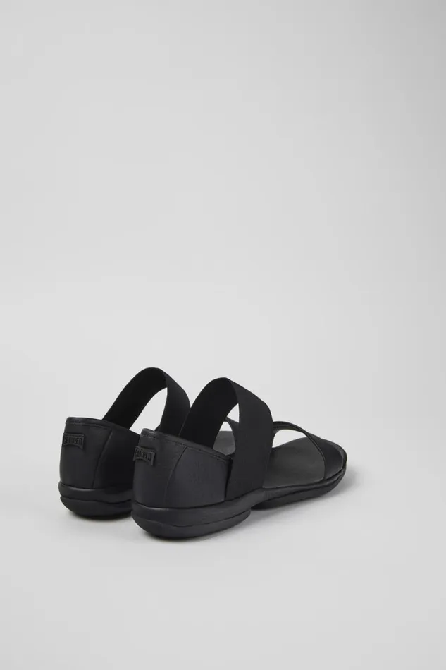 Flat Shoes Women Camper Right Black Leather Sandal